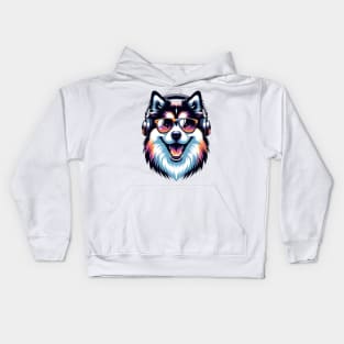 Icelandic Sheepdog Smiling DJ with Joyful Beats Kids Hoodie